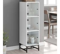 (white) vidaXL Highboard with Glass Doors Sideboard Storage Cupboard Buffet Cabinet