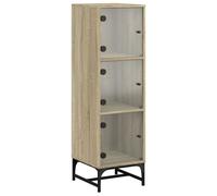 vidaXL Highboard with Glass Doors Concrete Grey 35x37x120 cm, Grey