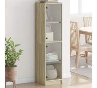 Highboard with Glass Doors Sonoma Oak 35x37x142 cm Berkfield Home Brown One Size