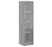 vidaXL 2 Glass Door Grey Sonoma Highboard - Size: 142 x 35 x 37cm - Wilko