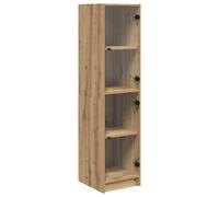 vidaXL 2 Glass Door 4 Shelf Artisan Oak Slim Highboard - Size: 142 x 35 x 37cm - Brown - Wilko