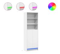 (white, 69 x 32.5 x 200 cm) vidaXL Highboard with LED Sideboard Side Cabinet Cupboard Engineered Wood