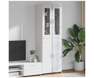 Highboard with Shelf High Gloss 60 x 35 x 182 cm White Engineered Wood