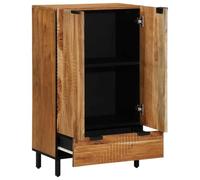 Highboard with Shelf Natural 60 x 33.5 x 100 cm Solid Wood Acacia Living Room Storage Modern Compact Rustic Durable