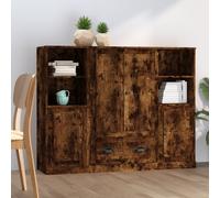 (smoked oak) vidaXL Highboards Storage Cabinet Side Cabinets Cupboard 3 pcs Engineered Wood