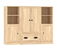 (sonoma oak) vidaXL Highboards Storage Cabinet Side Cabinets Cupboard 3 pcs Engineered Wood