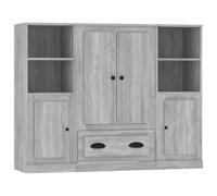 (grey sonoma) vidaXL Highboards Storage Cabinet Side Cabinets Cupboard 3 pcs Engineered Wood