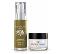 HighBorn Revive & Defy Starter Set, Beauty Serum 30ml and Eye Gel 15ml | Hydrating face care and refreshing eye care for mature skin, with the serum in a pump bottle