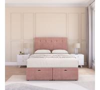 Highbury Plush Fabric Ottoman Bed End Opening With Sprung Memory Mattress & 26 Inch strut Headboard Sloomy Pink Double
