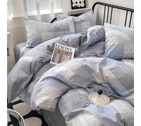 HighBuy Blue Grey Comforter Set King Size Gingham Pattern Grid Checkered Patchwork Comforter Set 3 Pieces Buffalo Plaid Comforter Bedding Set with Checkered Pillowcases Fluffy Home Decor