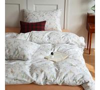 HighBuy Grey Comforter Set Twin XL Size Boho Style with Blue Flower Botanical Bedding Comforter for Cute Cottage Bedding Collection All Season,Decorative Elegant Cozy Cooling Comforter