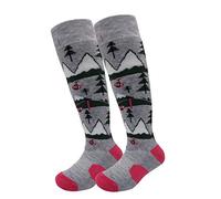 Highcamp 2 Pairs Kids Merino Wool Ski Snowboard Socks Boy Toddler Snow Socks/Norway Pink, S