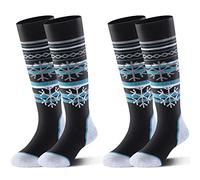 Highcamp 2 Pairs Kids Merino Wool Ski Snowboard Socks Boy Toddler Snow Socks/Snowflake Teal, M