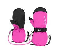 Highcamp Kids Waterproof Snow Ski Gloves w/Zipper & String on Long Cuff Cold Weather Mitten for Toddler & Youth Boys Girls-Rosa,M (6-8Y)