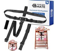 Highchair 3-Point Harness System, 1 Set, Compatible with Hauck Alpha Beta, Stokke Tripp Trapp, Roba, and Many More, in Black, with Crotch Strap, Adjustable highchair Safety Harness