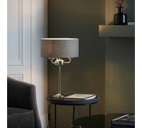 Highclere Base & Shade Table Lamp Bright Nickel Plate Charcoal Fabric Netlighting Grey One Size