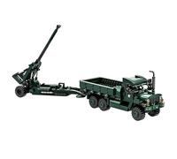 highdar Military Vehicle Building Sets WW2 Army Truck Building Kit, M35A2 truck + M198 howitzer WWII military Building Blocks, MOC Car Model Battle Building Bricks Toys for Kids (485 pcs)