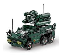Highdar Military WW2 Army Truck & Anti-Aircraft Missile Building Kit, MOC Car Model Battle Blocks (493 pcs)