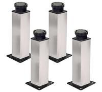 Highdecora Adjustable Furniture Legs, 150mm Stainless Steel, Cabinet Table Feet, Square Or Round (4, Square)