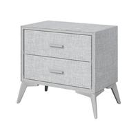 Highdecora Clarisworld 2-Drawer Upholstered Nightstand, Bedside Table, 60X35X54.5 Cm, Non-Woven Fabric, Steel Legs, Grey
