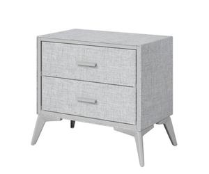 Highdecora Clarisworld 2-Drawer Upholstered Nightstand, Bedside Table, 60X35X54.5 Cm, Non-Woven Fabric, Steel Legs, Grey
