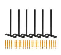 Highdecora Floating Shelf T Brackets Mounted Solid Steel Hidden Brackets For Wood Shelves 6Pcs With Screws & Plugs (Black, 200mm)