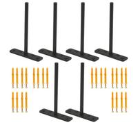 Highdecora Floating Shelf T Brackets Mounted Solid Steel Hidden Brackets For Wood Shelves 6Pcs With Screws & Plugs (Black, 150mm)