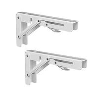 Highdecora Folding Shelf Bracket, 2 Pcs Heavy Duty Foldable Shelf Bracket Metal Wall Mounted Foldable Triangle Support Bracket for Table DIY Work Bench (White, 12 inch)
