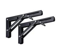 Highdecora Folding Shelf Brackets, 2 Pcs Heavy Duty Foldable Shelf Brackets Metal Wall Mounted Foldable (Black, 20 Inch)