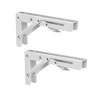 Highdecora Folding Shelf Brackets, 2 Pcs Heavy Duty Foldable Shelf Brackets Metal Wall Mounted Foldable (White, 12 Inch)
