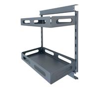 highdecora Pull Out Kitchen Cabinet Basket, Double Layer Spice Rack Storage, Soft Close, Anthracite Grey (W300mm_Cabinet)