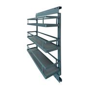Highdecora Pull Out Kitchen Cabinet Basket Triple Layer Spice Rack Storage, Soft Close, Silver Grey For 200mm Cabinet (3-Layers)