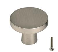highdecora Round Cabinet Door Knobs and Handles, Single Hole Cupboard Drawer Pulls, Small Knobs with Screws for Wardrobe, Doors, Drawers, Diameter 32mm, Height 25mm, Pack of 6 (Silver Brushed)