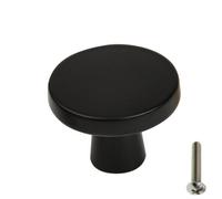 Highdecora Round Cabinet Door Knobs Diameter 32mm, Height 25mm, Pack Of 6 (Black Brushed)