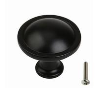 Highdecora Round Cabinet Door Knobs Diameter 33mm, Height 30mm, Pack Of 6 (Black)