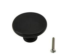 Highdecora Round Cabinet Door Knobs Diameter 35mm, Height 21mm, Pack Of 6 (Black Fine Matt)