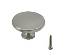 Highdecora Round Cabinet Door Knobs Diameter 35mm, Height 21mm Pack Of 6 (Silver Brushed)