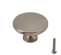 Highdecora Round Cabinet Door Knobs Diameter 35mm, Height 21mm, Pack Of 6 (Titanium Brushed)