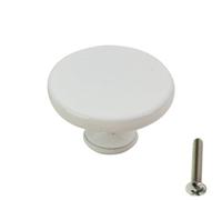 Highdecora Round Cabinet Door Knobs Diameter 35mm, Height 21mm, Pack Of 6 (White Gloss)