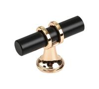 highdecora Stainless Steel T Bar Kitchen Door Handles, Cabinet Cupboard Handles (6, Gold-Black, L50mmXW12mmXH35mm)