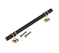 Highdecora T Bar Kitchen Door Handles Pack Of 4, Gold-Black, L182mm-Hole Centre-128mm