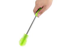 Highdensity Silicone Bottle Brush with 360° Handle - Powerful Tool for Bottles and Dishes, Antislip, Green/Blue, 27cm, Ideal for Kitchen (Green)