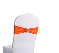 Highdi 10/20/30/50/100 PCS Stretch Wedding Chair Sashes With Buckle Slider, Elastic Stretch Spandex Chair Covers Bands Bows for Party Decoration 13CM(5.1'') x35CM(13.8'') (Orange,100pcs)