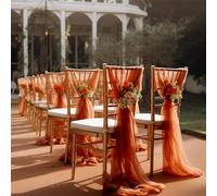 Highdi 2/4/6/8/10PCS Chiffon Chair Sashes for Wedding, Chair Sashes Bow Chiffon Chair Drapes Tulle Chair Cover Wedding Chair Decorations for Banquet Party Hotel (8 Pieces,Caramel)