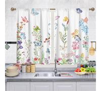 Highdi 2 Panels Kitchen Curtains for Windows, Short Cafe Curtains for Kitchen with Rod Pocket Light Filtering Valance Privacy Protected for Window Over Sink (Villagers,140 * 100cm)