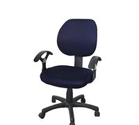 Highdi 2 Piece Office Chair Covers Stretch Computer Chair Covers Solid Color Universal Spandex Split Rotating Chair Slipcover Removable Washable Office Desk Boss Chairs Protectors (navy blue)