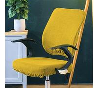 Highdi 2 Piece Office Chair Covers Stretch Computer Chair Covers Universal Spandex Split Rotating Gaming Chair Slipcover Washable Office Desk Boss Chairs Protectors (mustard yellow)