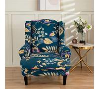 Highdi 2 Piece Stretch Wingback Chair Covers Wing Chair Slipcover Armchairs Covers Classic Floral Printed Sofa Slipcover Spandex Living Room Bedroom Furniture Protector (Golden Leaves)