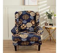 Highdi 2 Piece Stretch Wingback Chair Covers Wing Chair Slipcover Armchairs Covers Classic Floral Printed Sofa Slipcover Spandex Living Room Bedroom Furniture Protector (Golden Mandala)