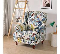 Highdi 2 Piece Stretch Wingback Chair Covers Wing Chair Slipcover Armchairs Covers Classic Printed Sofa Slipcover Spandex Furniture Protector for Living Room Bedroom Hotel (Rainforest)